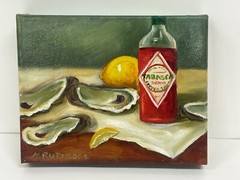 Louisiana Artist Katherine Rutledge Original Painting Oysters & Tobasco