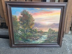 Vintage Painting D. Holmes Landscape With Frame Original