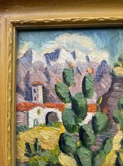 ANTIQUE MISSION PAINTING SMALL GEM IMPRESSIONISM LANDSCAPE CHURCH WOODSTOCK NY