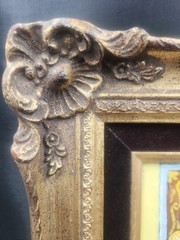 Vintage Mid Century V. Leroy Enamel On Copper Painting Framed Miniture Art 1960s