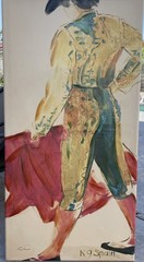 F. de Villeneuve N9 Spain Spanish Matador On Canvas 19.5″X39″