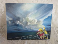 Painting Humorous Couple Gazing at Ocean by Bridgeman