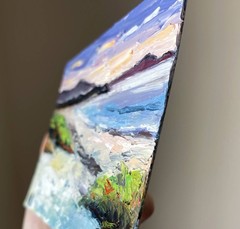 Carmel Beach Painting Original Art Impasto Oil Painting California Coast 5×7″
