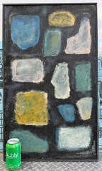Vintage MCM Abstract Shapes Oil Painting Art Wall Hanging Mid Century Modern