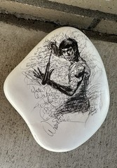 Art Painting “Bruce Lee” Sketched On A Large “rock” Waterproof