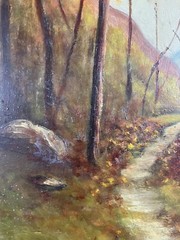Old Oil On Panel Landscape View Of A Forest In Autumn Trees Barbizon?