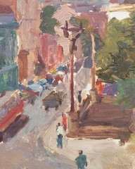Oil painting City street Ukrainian painter Unframed Decor original landscape art