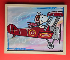 CORBELLIC + Painting 20×16″ – Original Snoopy is myAce Pilot – with COA