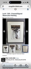 Hwang Jae Chang Signed Watercolor Winter Landscape Trees 1982 Matted Framed