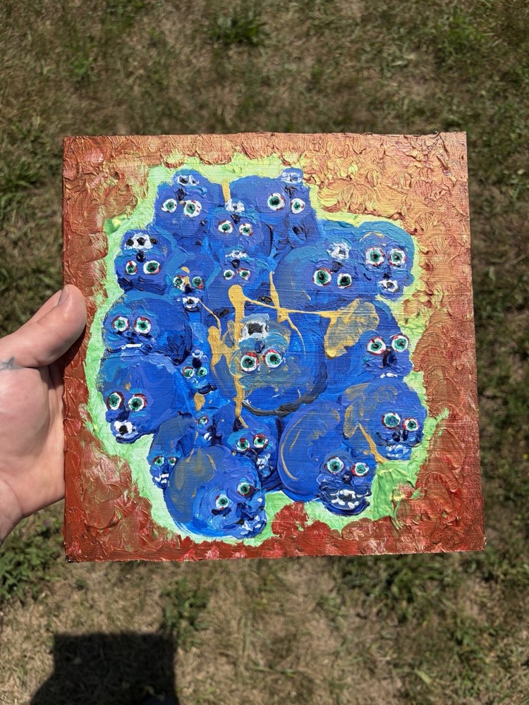 Painting On Wood- American Folk Art Skulls Surrealist Horror Gothic Abstract