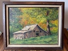 Original Signed R. Limardi Oil Painting Rustic Barn Autumn Landscape Framed