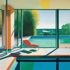 Design Klassiker 02 Bauhaus Midcentury Architektur Pool Acrylglas 95x95cm PopArt
