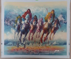 Anthony Veccio? Horse Racing signed oil painting