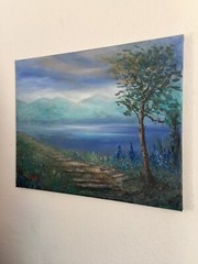 FOREST LANDSCAPE PAINTING-OIL ON CANVAS ART BY GINA VANN 16in x 20in UNFRAMED