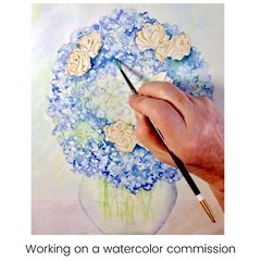 Colorful Iris Blooming in A Garden, Unique Original Watercolor Painting, 12″x9″