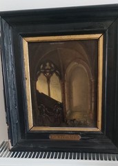 Antique Signed Painting. Genre scene. Oil painting on wood panel. XIX