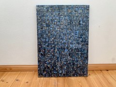 Abstract Modern Impasto Oil Painting on Canvas Abstract Blue Mosaic Painting