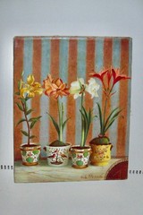 FLORAL PAINTING on 10 5/8″ x 13 7/8″CANVAS by F. de VILLENUEVE