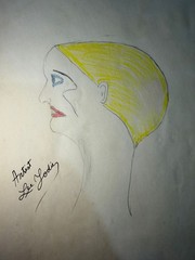 Lee Godie – painting drawing 12.5 x 9.8 in on old paper signed stamped