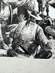 ANTIQUE ILLUSTRATION PAINTING DRAWING COLLECTION THE LIARS CLUB COWBOY WESTERN