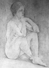 1990s VTG ORIGINAL Female Figurative Portrait Graphite Pencil Drawing Sketch art