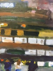 Original Oil Painting/Modern Art/Abstract/Architecture/City Night Scene/American
