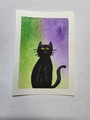 Halloween Cats – ACEO – Art – Watercolor – Ink – 2 of 4