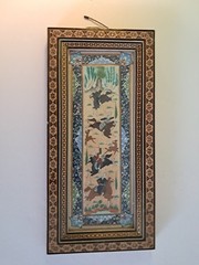 3 Vintage Persian Miniature Painting Khatam Marquetry Frame Hunting Chovgan Art