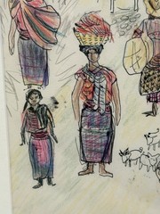 Russian American Woodstock NY Artist Eugenie Gershoy Signed W/C. Village Scene