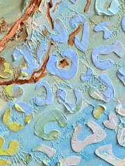 Birds Nest Abstract Oil Painting 25x25cm Landscape Original Painting on Painting Board