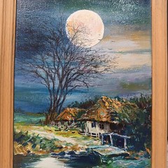 Ukrainian Moonlight Night. New. 28.5×18.5, 100% hand painted in oil.