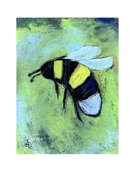 Aceo by Kenna Painting Art Bumble Bee 2.5” X 3.5” Signed Original