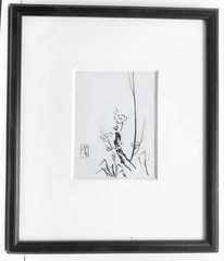 STILL LIFE SALE Santa Fe, NM Pen & Ink W P HENDERSON ‚Flowers‘, 5.25″ x 4″