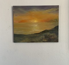 “Orange Sunset” New Oil on Canvas by Gina Vann 16 in. x 20 in. Large Unframed