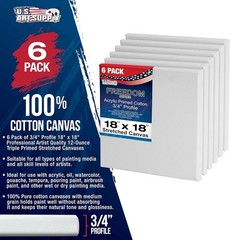 Professional 18×18 Inch Stretched Canvas – 6 Pack for Creative Masterpieces