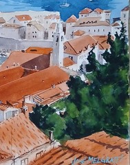 Original Painting in Watercolor View Of Dubrovnik, Croatia“ 16″x 12″