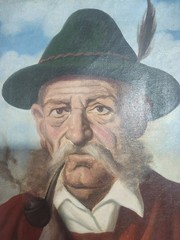 Jeno Gussich CLASSICAL PORTRAIT Pipe Shepherd GENTLEMAN PAINTING Gesso Listed
