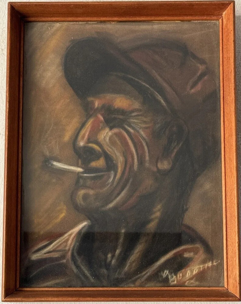 FINE ANTIQUE FIGURATIVE MAN PORTRAIT EXPRESSIONIST OIL PAINTING OLD VINTAGE 1930