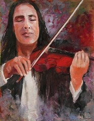 YARY DLUHOS Music Violin Instrument Figure Musician Original Art Oil Painting