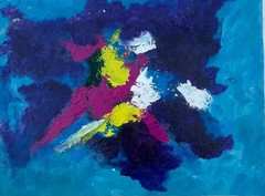 Original „Lights in the Sky“ 9×12 Canvas Expressionism Abstract Design Home Art