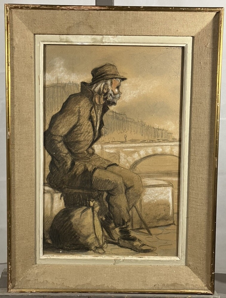 Georges TOURNON (1895-1961) Gauche Clochard À Paris France Miserabilisme