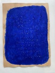 Lucio Fontana Original Painting Paper Blue Monochrome Italian Art Minimalist G45