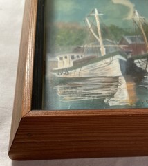 ORIGINAL SIGNED P. Rugg 3D Stereographic Oil Layered Glass Painting, Nautical