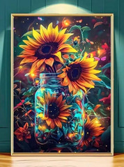 DIY Rainbow Sunflowers is a Jar Diamond Painting Kit F39 (60x90cm)