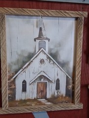 Framed Church Acrylic Painting on Canvas Realism Religious Architecture Art