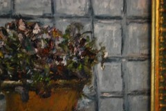 FRAMED SIGNED ORIGINAL OIL VIOLET FLOWERS ON POT A STILL LIFE ARTIST HECTO VIDAL