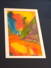 German Painter ERNST FERMAN Gouache Norway „Entrance to the Fjord“ 1974
