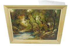 Original Oil Painting Canvas Framed Signed D’Ausf Impressionist Landscape Water