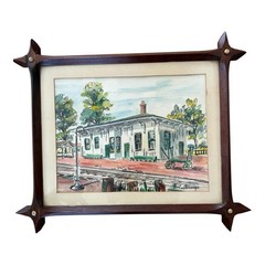 Original Watercolor Painting Signed Framed HADDONFIELD NEW JERSEY TRAIN STATION