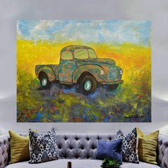 Truck Old Original Giant Canvas Painting 84”X62” (7 Foot) Abstract Modern XL